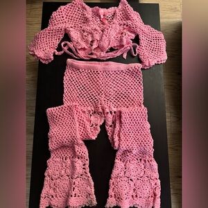 Dollskill DREAM AWAY CROCHET BELL BOTTOMS PINK